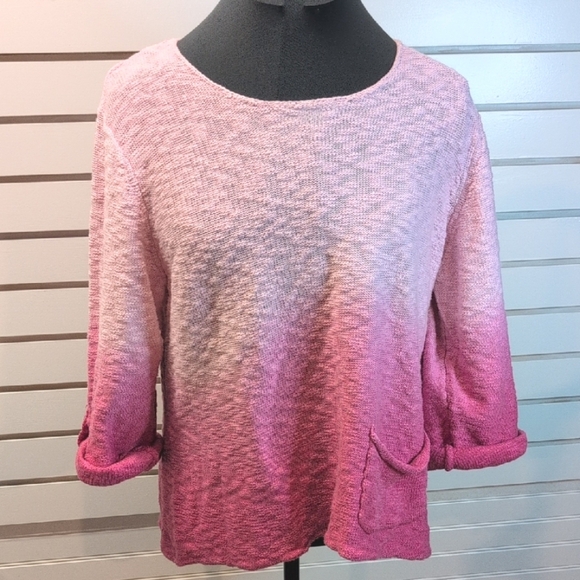 Habitat Women's Pink Ombre Sweater with tab sleeves and slouchy pocket Size L - Picture 1 of 7